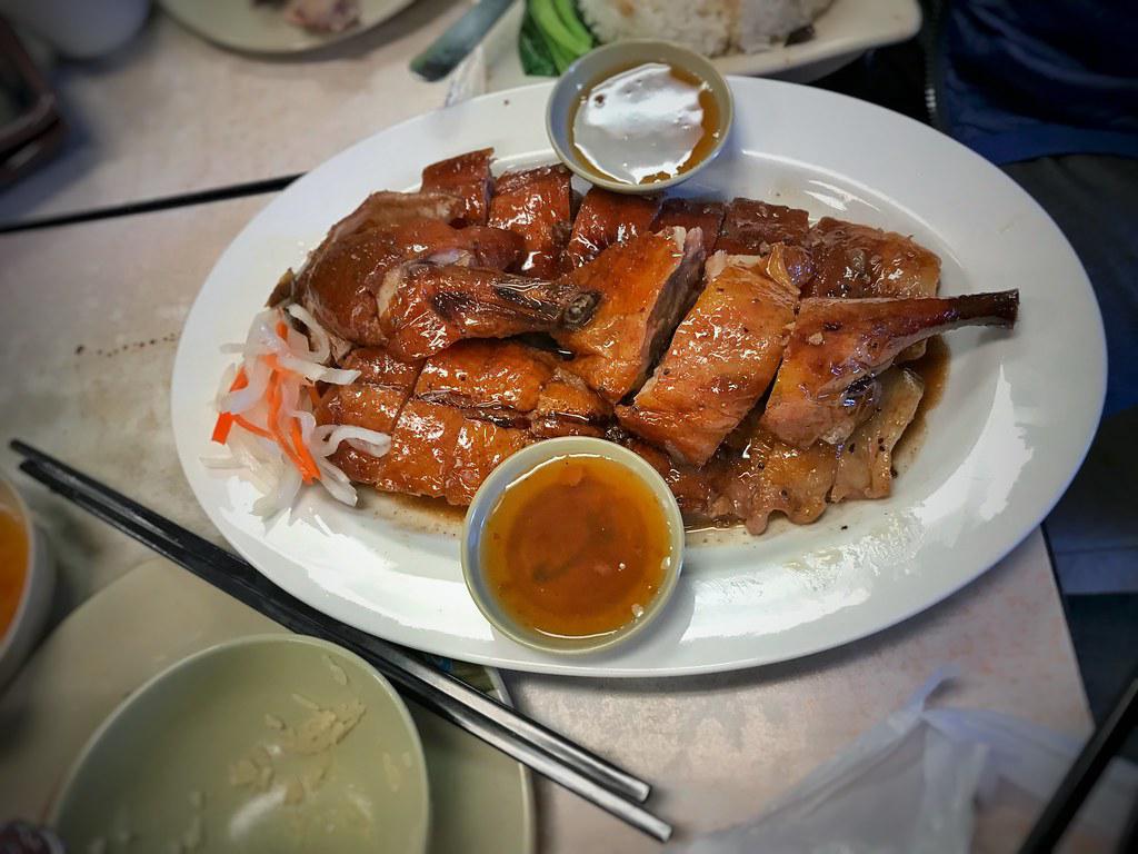 A plate of crispy roast pork and juicy duck from Jib Kee in Bangkok's Nang Loeng Market